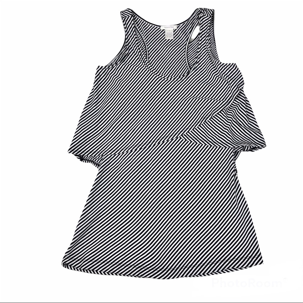 Dylan & Rose Tank Top Women’s S Black Striped 2 Piece Shirt Sleeveless Flowy